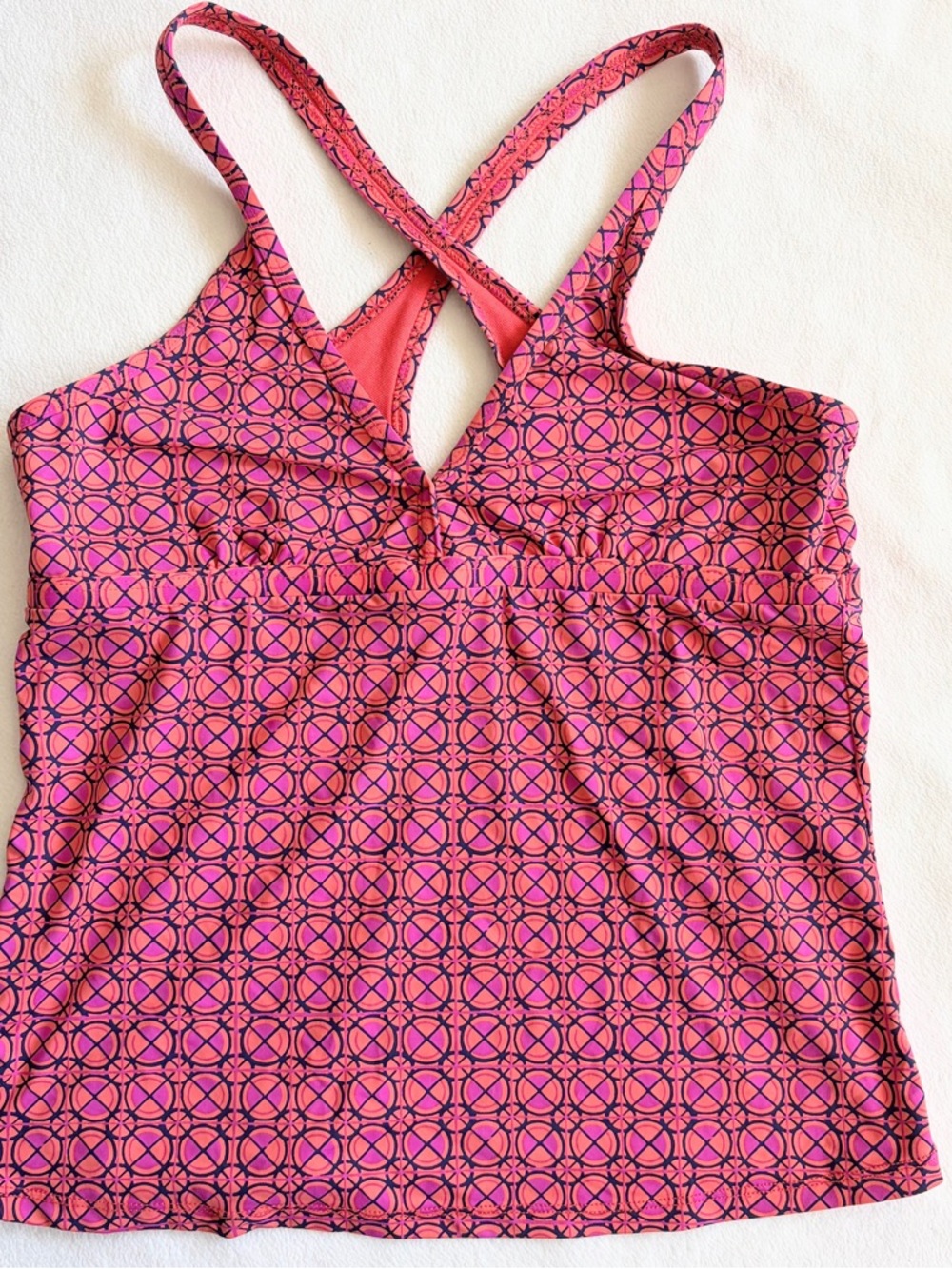 Title Nine Pink Geometric Tankini Top